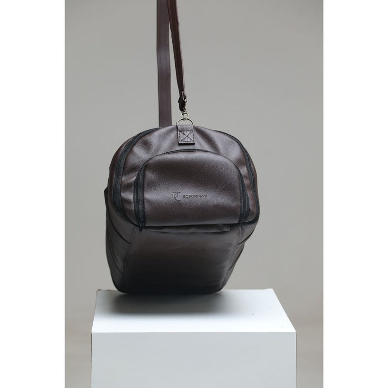 Mala de Viagem em Couro Sintético Marrom com Zíperes Metálicos - Resistente e Estilosa