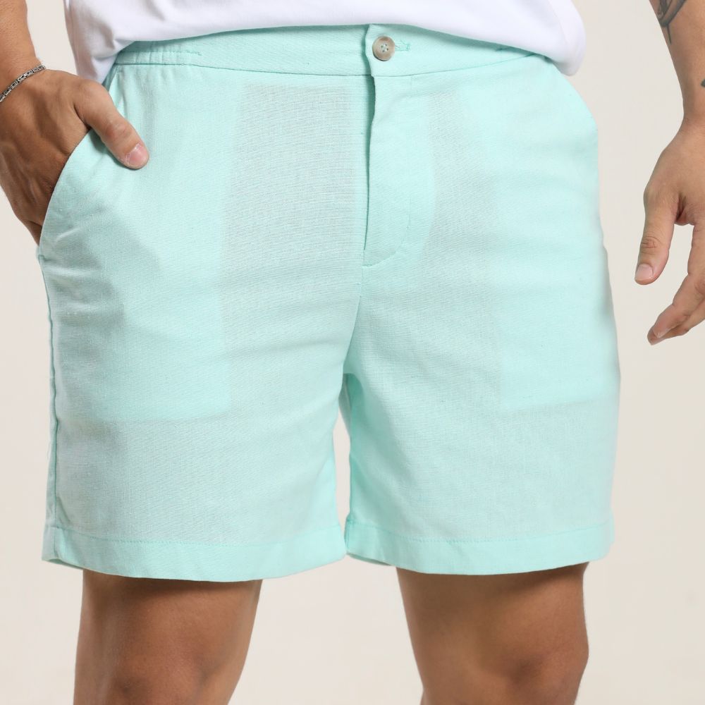 Short Masculino de Linho - RCForman - Azul Claro