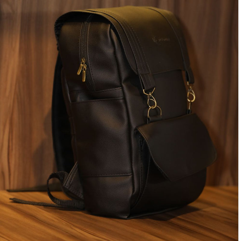 Mochila de Couro Sintético Masculina e Feminina – Estilo Casual e Executivo