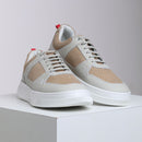 Sneaker Casual Masculino RC - Bege e Off White – Estilo Moderno, Conforto e Solado Branco