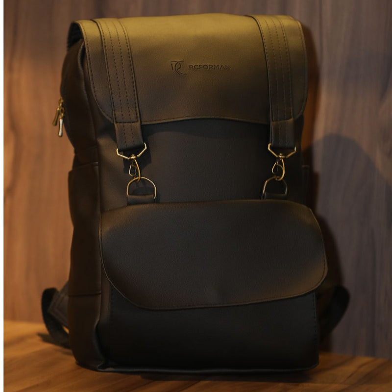Mochila de Couro Sintético Masculina e Feminina – Estilo Casual e Executivo