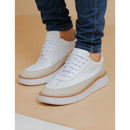 Sneaker Casual Masculino RC Branco com Detalhe Bege – Estilo Moderno e Conforto