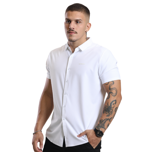Camisa Social de Botão Masculina Tech RC Manga Curta