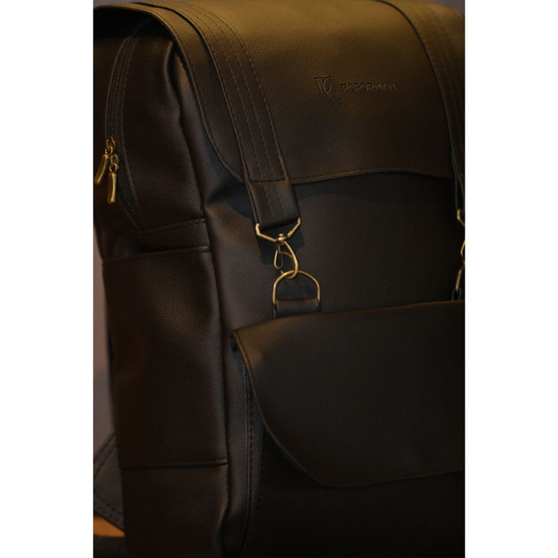 Mochila de Couro Sintético Masculina e Feminina – Estilo Casual e Executivo