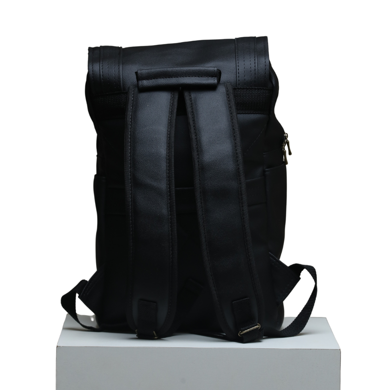 Mochila Masculina em Couro Sintético Preto e Marrom - Elegante e Funcional