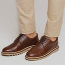 Sapato Derby Masculino RC Preto – Couro Sintético com Solado Tratorado Bege