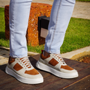 Sneaker Casual Masculino RC - Bege e Off White – Estilo Moderno, Conforto e Solado Branco