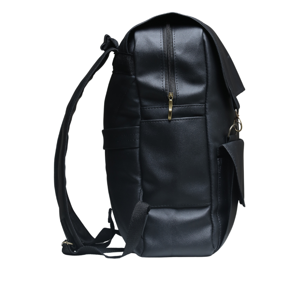 Mochila Masculina em Couro Sintético Preto e Marrom - Elegante e Funcional