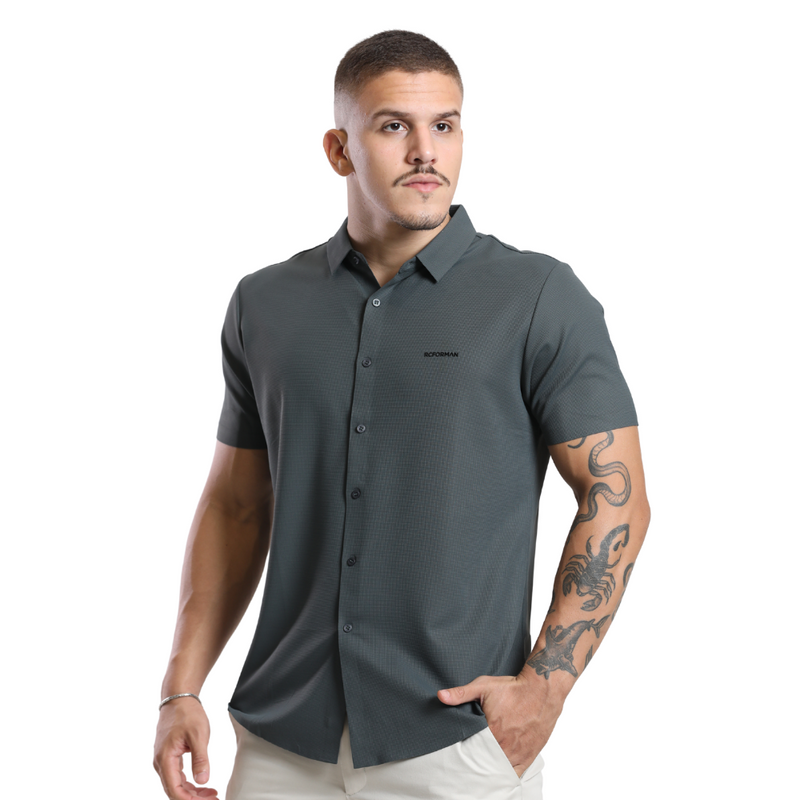 Camisa Social de Botão Masculina Tech RC Manga Curta