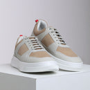 Sneaker Casual Masculino RC - Bege e Off White – Estilo Moderno, Conforto e Solado Branco