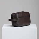 Necessaire Masculina em Couro Sintético Preto, Marrom e Amarelo - Compacta e Elegante