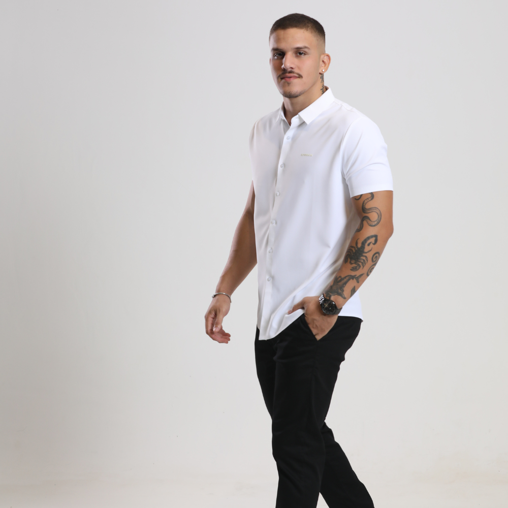 Camisa Social de Botão Masculina Tech RC Manga Curta