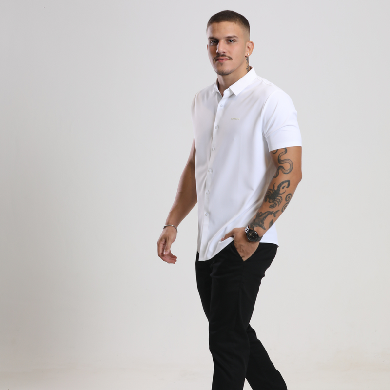 Camisa Social de Botão Masculina Tech RC Manga Curta