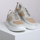 Sneaker Casual Masculino RC - Bege e Off White – Estilo Moderno, Conforto e Solado Branco