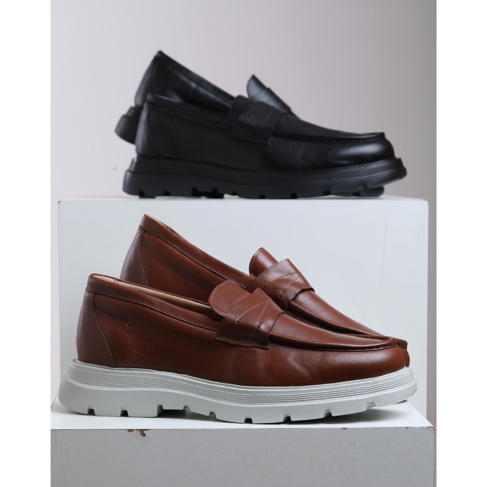 Loafer Masculino RC em Couro – Solado Chunky Confortável Preto ou Marrom