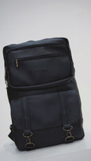 Mochila Chile Masculina em Couro Sintético Preto com Zíper Dourado - Elegante e Resistente